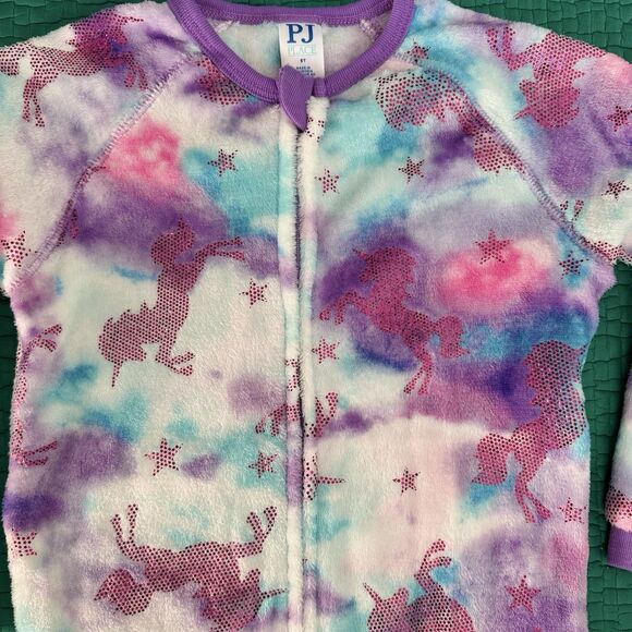 The Children's Place Pajamas Footed Fleece Size 5T Unicorn Sparkly Purple Pink - Picture 12 of 16